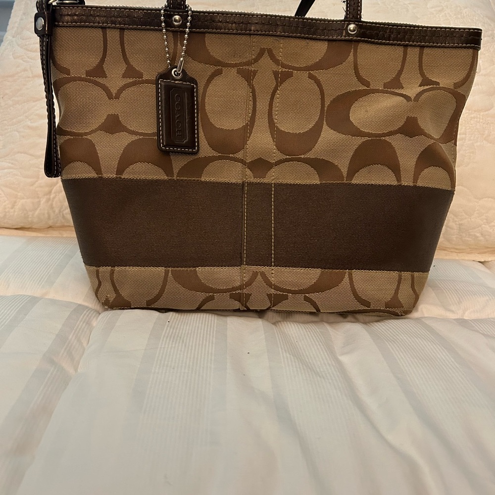 Coach Genuine Y2K Brown Stripe Tote